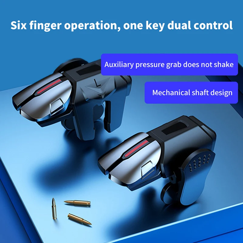 New G21 For Phone Android Game Controller Mobile Phone Game Trigger Gamepad Joystick 6-Finger Aim Shooting L1 R1 Key Button