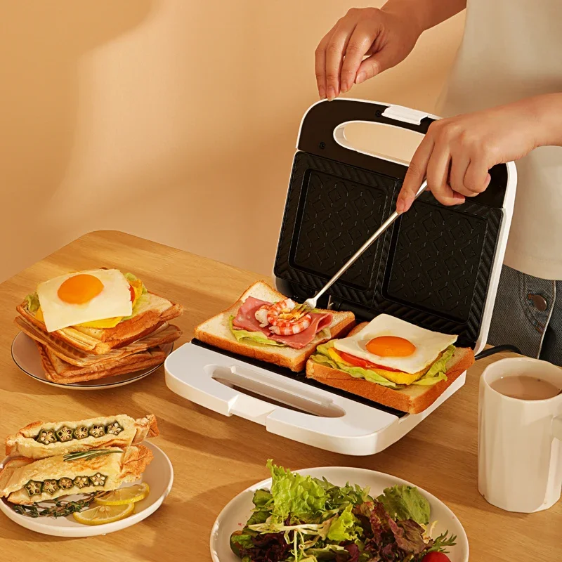 Multifunctional Electric Cake Pan Household Double Plate Waffle Maker Chicken 4-in-1 Egg Roll Sandwich Breakfast Maker Bread