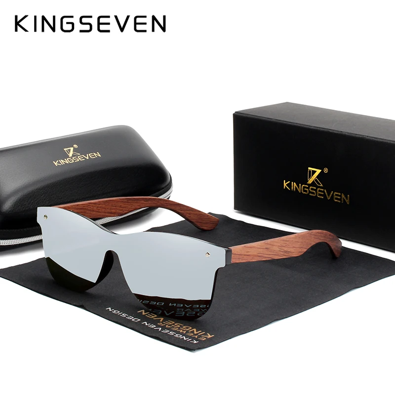 

Мужские солнцезащ. Очки в деревянной оправе KINGSEVEN, черно-красные солнцезащитные очки в деревянной оправе с поляризованными линзами, лето 2019