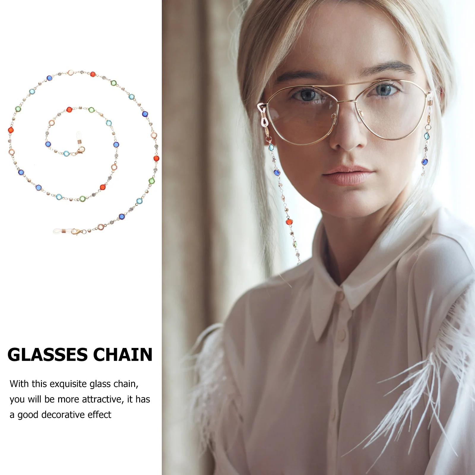 مكافحة خسر سلسلة النظارة أنيق اللون حبل معلق للنظارات سبائك الزنك ديكور تشغيل المشي لمسافات طويلة ممارسة استخدام نظارات مكافحة السقوط