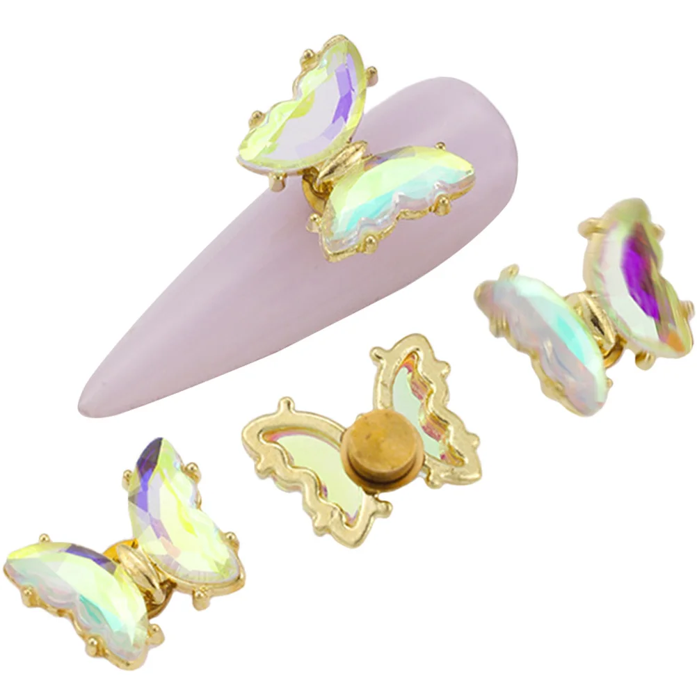 5 Stück auffällige erhöhte Schmetterlings-Nagelkunst-Strasssteine, einzigartiges Design, stilvolle Farben, Nageljuwelen, Para-Strasssteine für Nägel