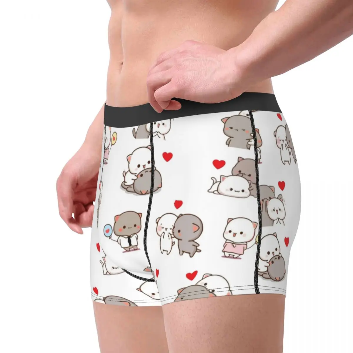 Men Boxer Shorts Panties Mochi Peach and Goma Cat Polyester Underwear Male Sexy S-XXL Underpants