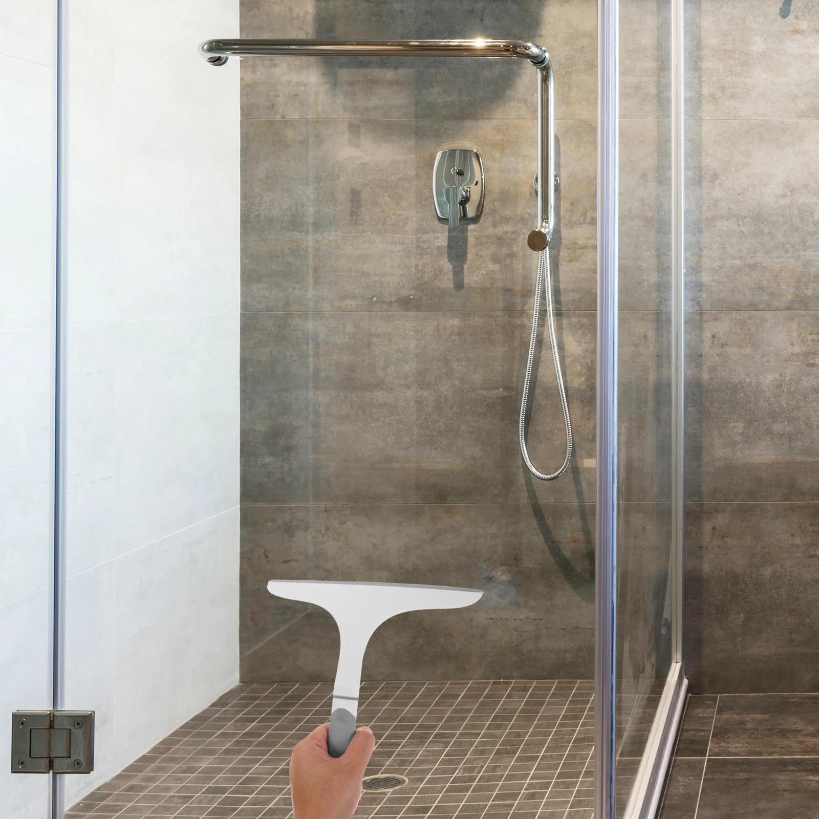 

Ergonomic Glass Squeegee Stainless Steel Shower Scraper Bathroom Water Scrubber Non-Scratch Mirror Cleaner for Home