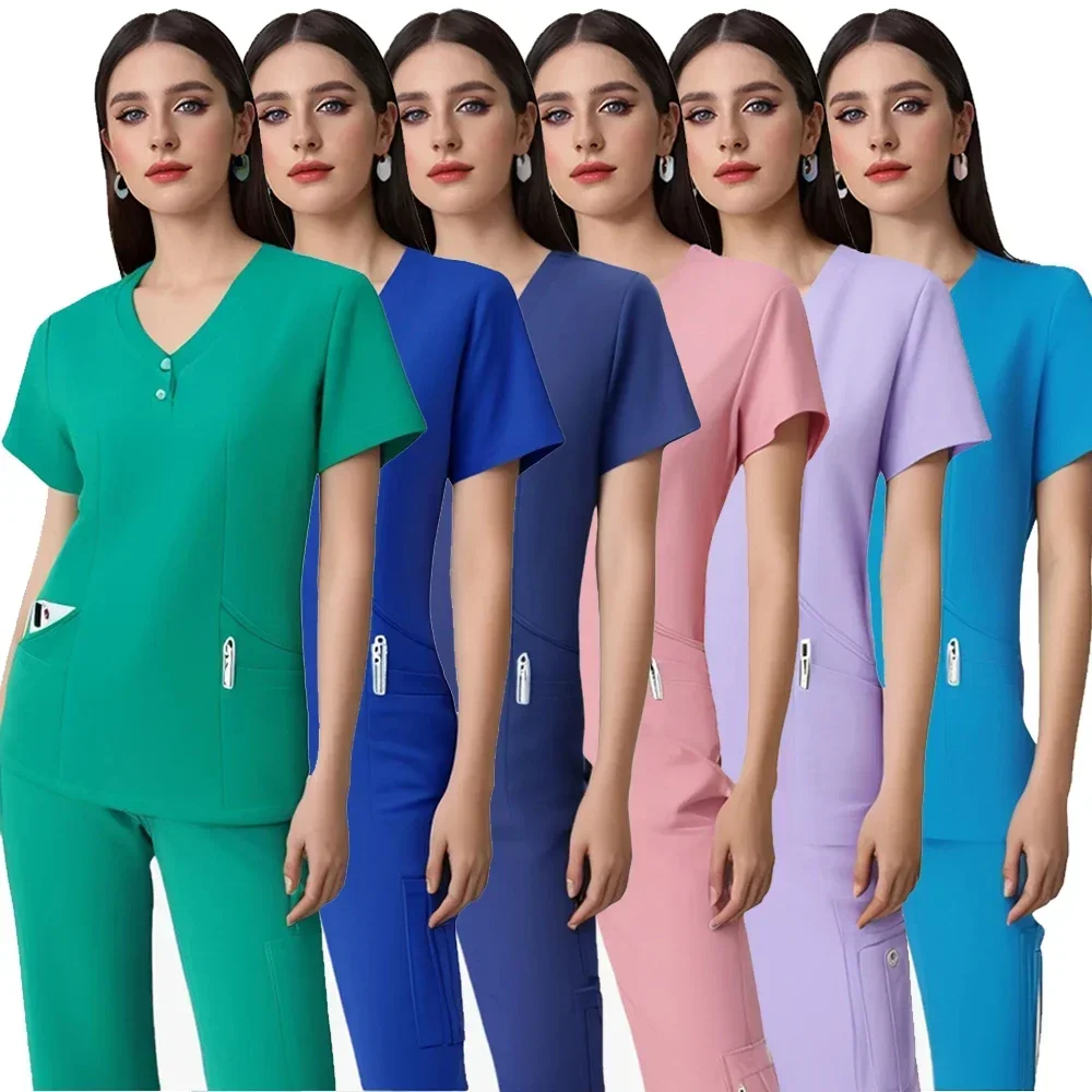 New Nurse Uniform for Women Nursing Solid Surgical Gown High-quality Doctor Scrub Sets Unisex Hospital Work Wear Wholesale