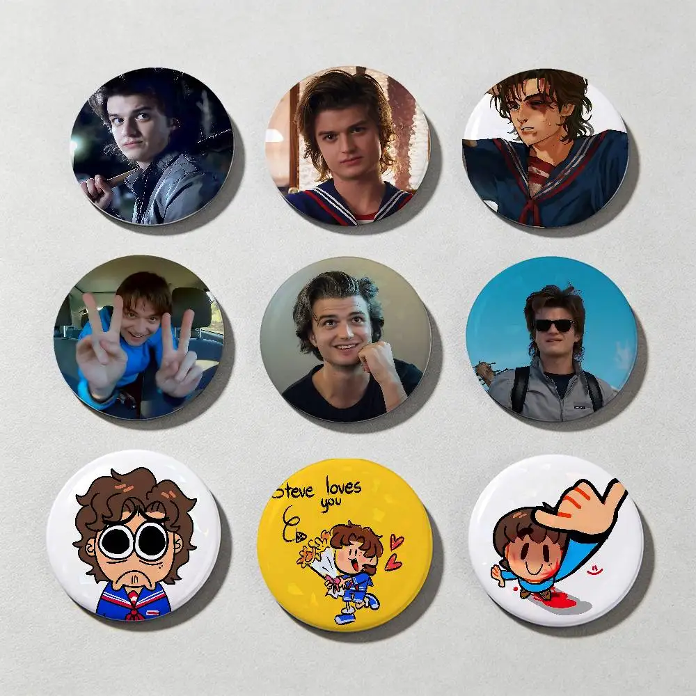 J-Joe S-Steve K-Keery Laser diamond texture Button Pins Tinplate Brooches Cartoon Creative Badge Backpack Clothes Decor