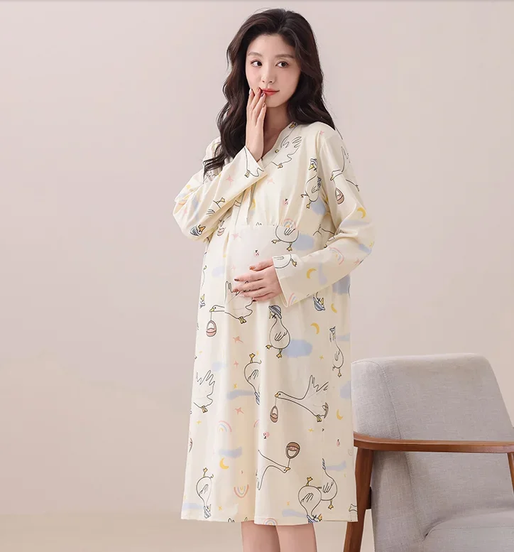 

Fashion Lounge Pregnancy Hospital Gown for Labor and Delivery Breastfeeding Pajamas Long Sleeve Maternity Nursing Clothes