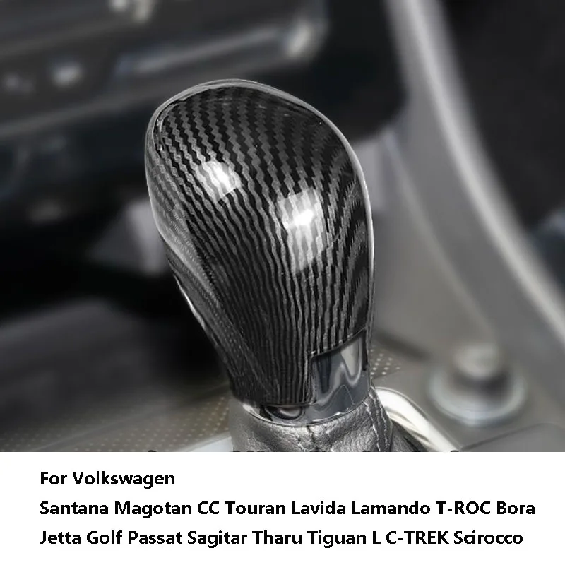 

Carbon Fiber ABS Gear Shift Knob Cover Car Accessories For Volkswagen Santana Magotan CC Touran T-ROC Passat Sagitar Tiguan Golf