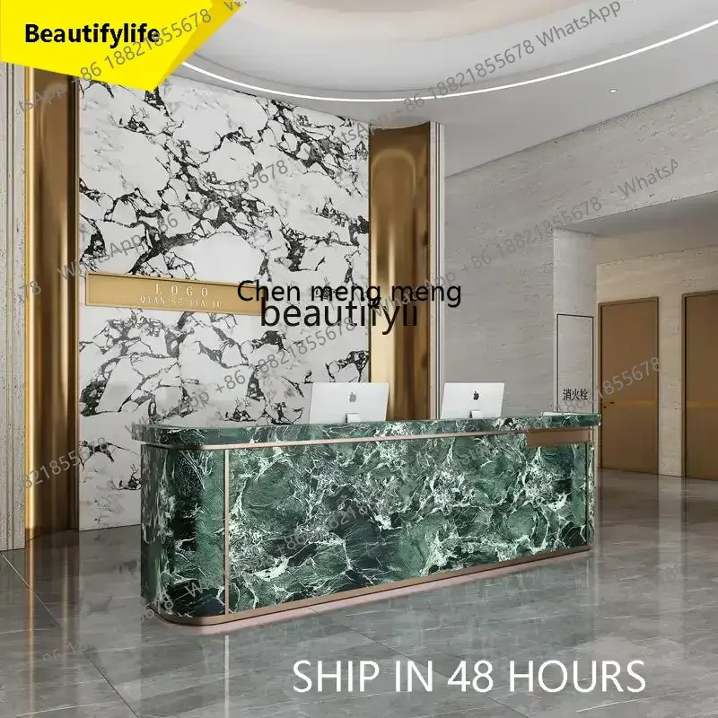 32A Light Luxury Company Hotel Sales Department Front Reception Clothing Beauty Hotel Slate Marble Cashier Bar Counter