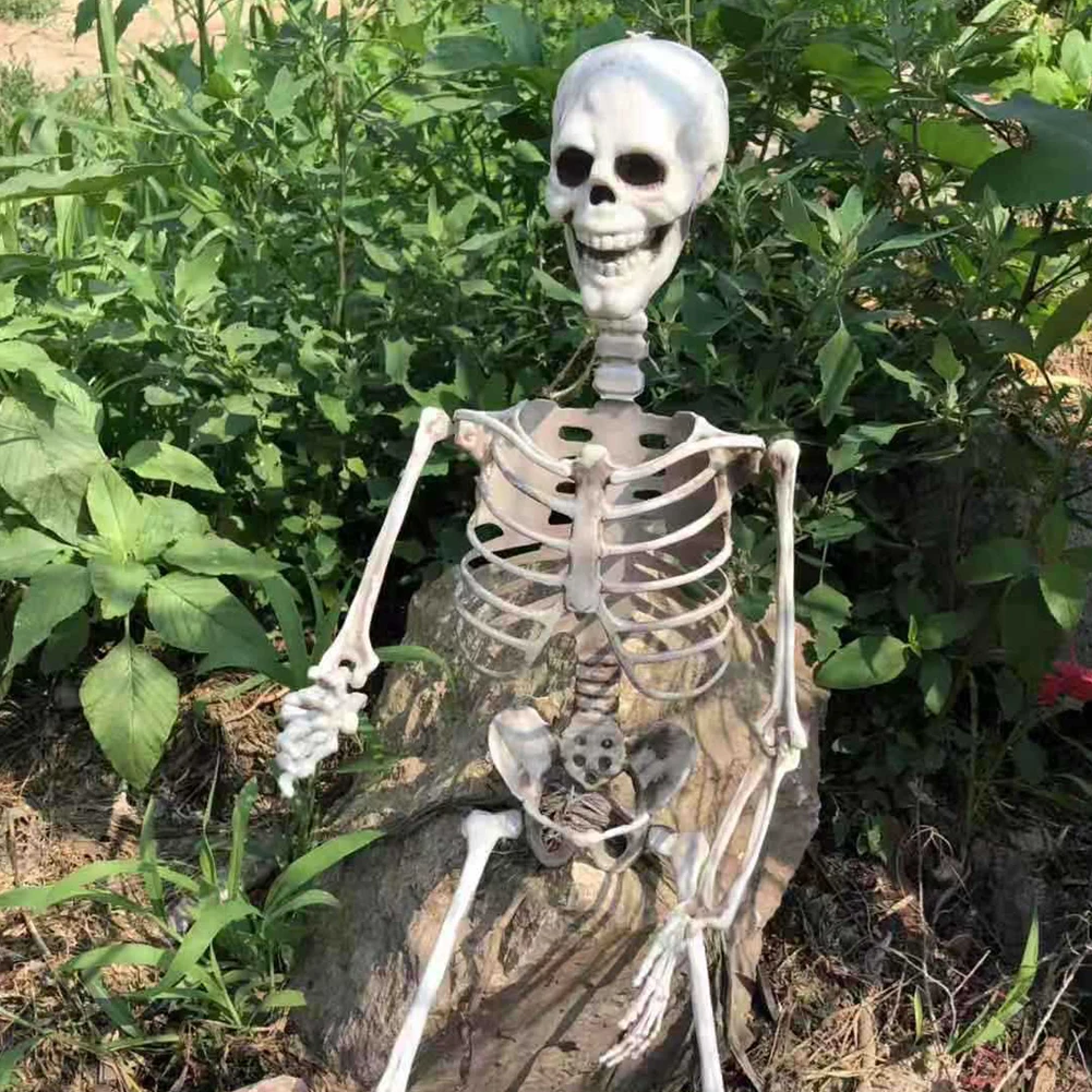 

90cm Simulation Halloween Human Skeleton Full Life Size Movable Skull Evil Party Decoration Horror Scary Hanging Props Ornament