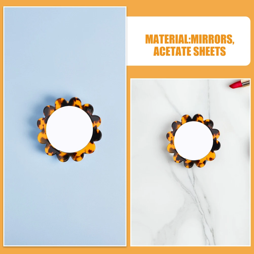 2 Stück tragbarer Make-up-Spiegel im Vintage-Stil, runde Tasche, kompakter kleiner Hand-Reisespiegel für Mädchen und Frauen