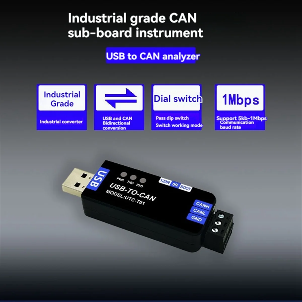 Gran oferta, módulo USB a CAN, analizador CAN, adaptador USB a CAN, analizador de Bus CAN USB, módulo auxiliar de depuración portátil