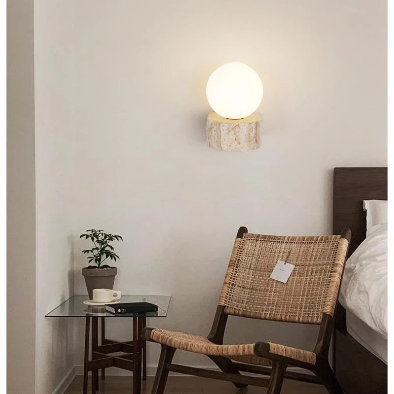 Modern LED Wall Glass Lamp Japanese Retro Simple Warm Creative Corridor Light Bedroom Study Bedside Apartment Decoration Light