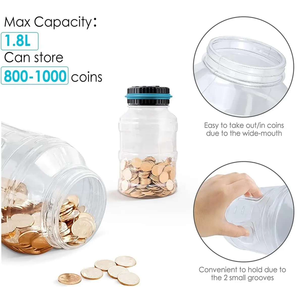 Homegood Digital Coin Counting Money Saving Box - LCD Electronic Piggy Bank for EURO Coins, Ideal Gift