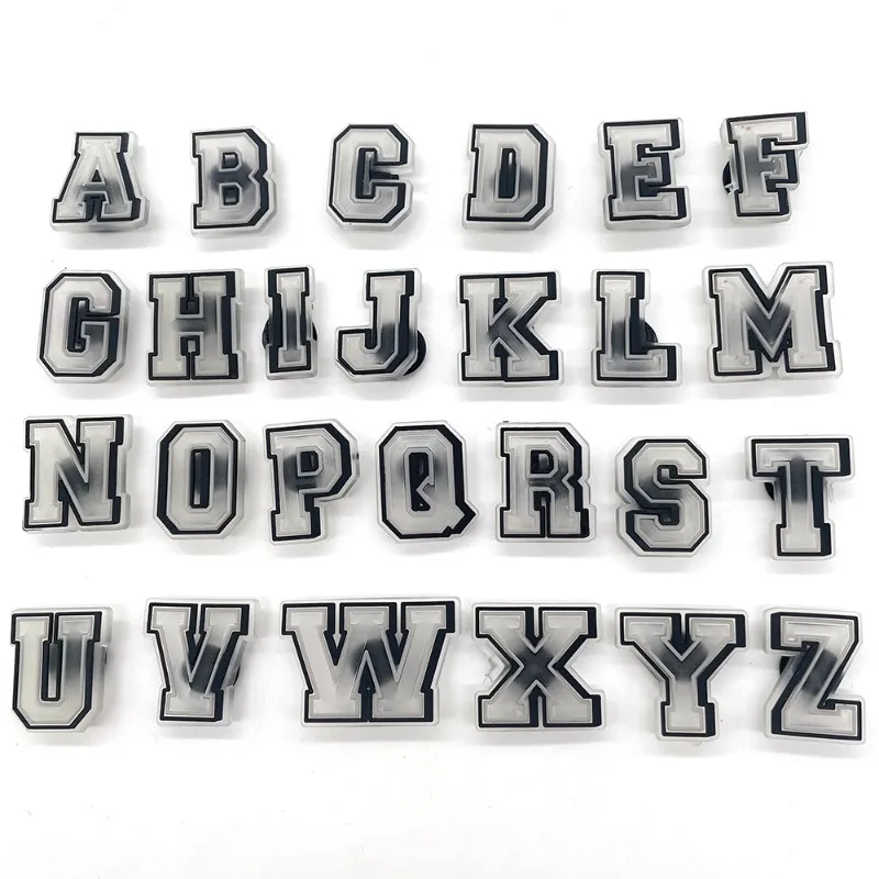 26Pcs Luminous Letter Shoe Charms for Clog Sandals Shoe Decoration Number Alphabet Characters DIY Shoes Pins for Boy Girl Women