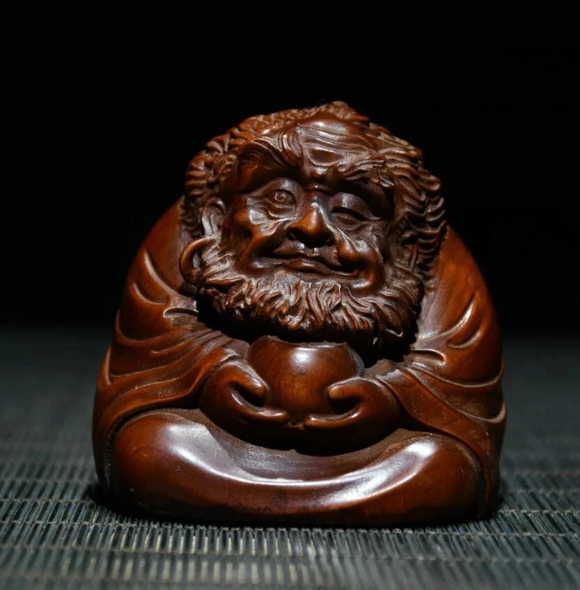 

Hand-carved boxwood Bodhidharma Patriarch desktop decoration small crafts statue