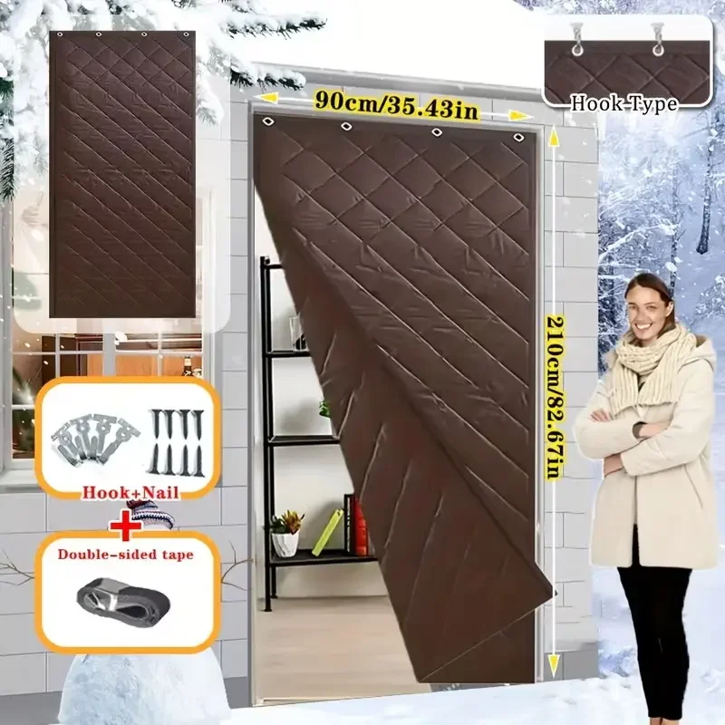 1 Piece Winter Door Curtain, Windproof & Thermal Insulated, Easy to Install, Privacy Partition for Home Living Room Entrance