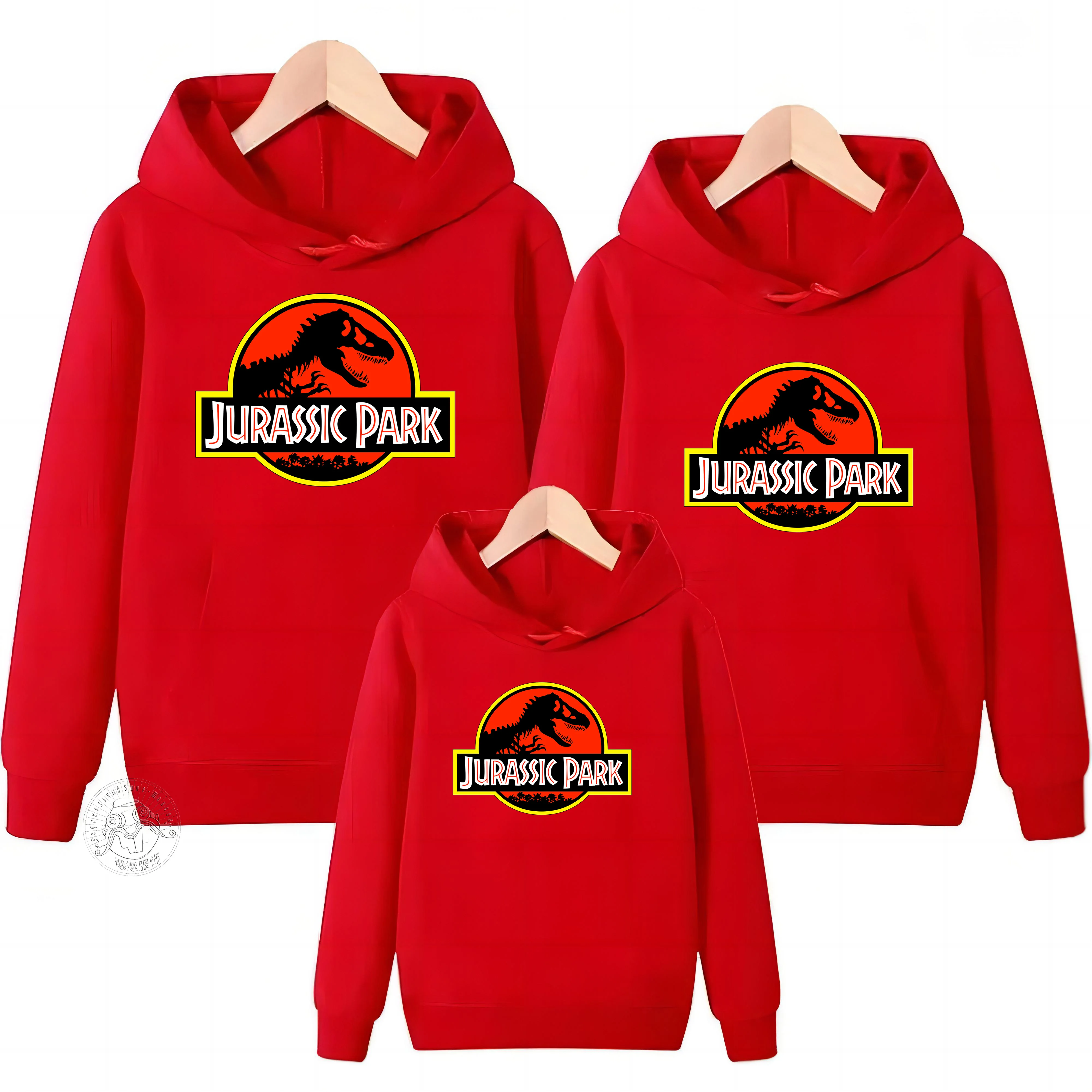 Jurassic World Family Winter Hoodie Cotton Family Sweatshirt Men Women Warm Long sleeve family loose comfortable hoodie tops