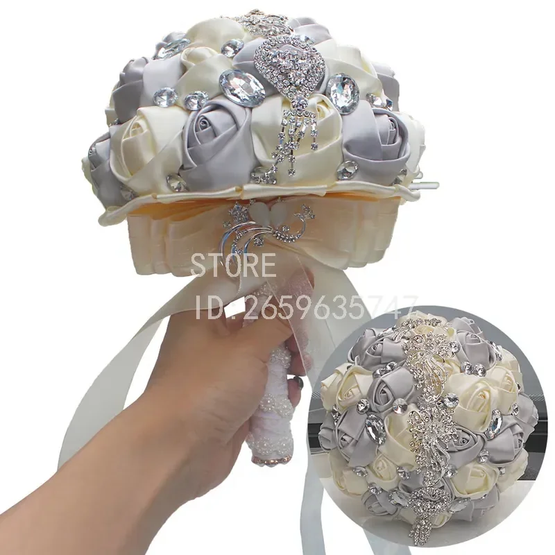 for Wifelai Rhinestone Pearl Bride Wedding Bouquet High End Bridesmaids Holding Flowers Throwing Flowers Bouquet W228A