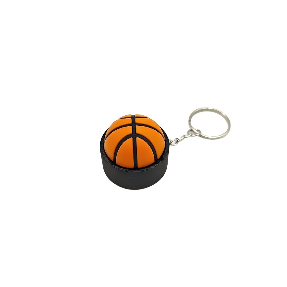 Spherical Button 3D Printed Keychain Creative Design Sports Theme Stress Relief Keychain Portable Basketball Clicker Keychain