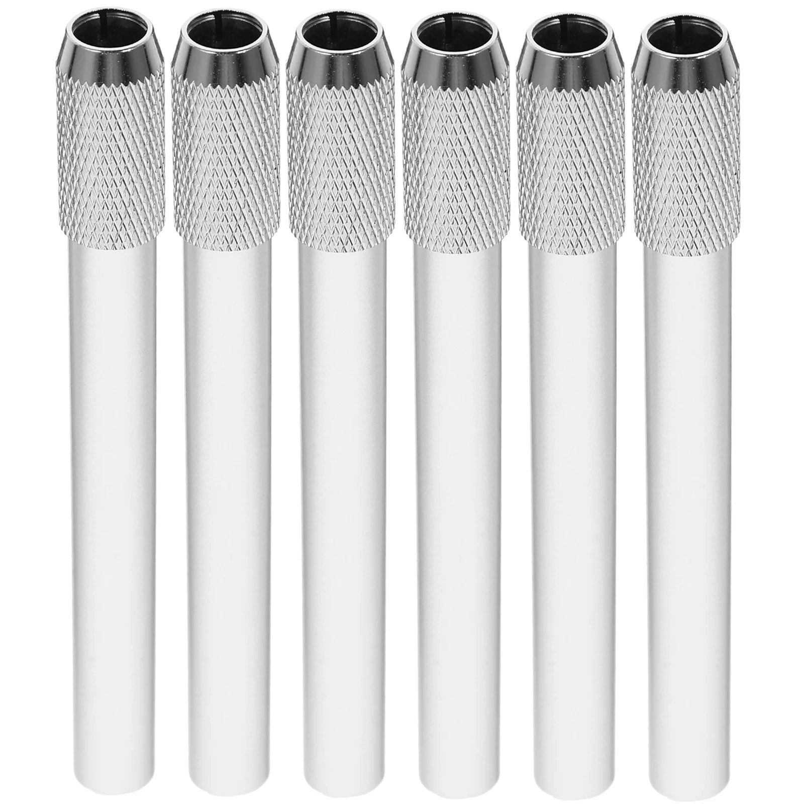 6 Pcs Lead Pencils Extender Reusable Artist Holder Case Metal Short Extenders Crayon for Artists Silver Holders