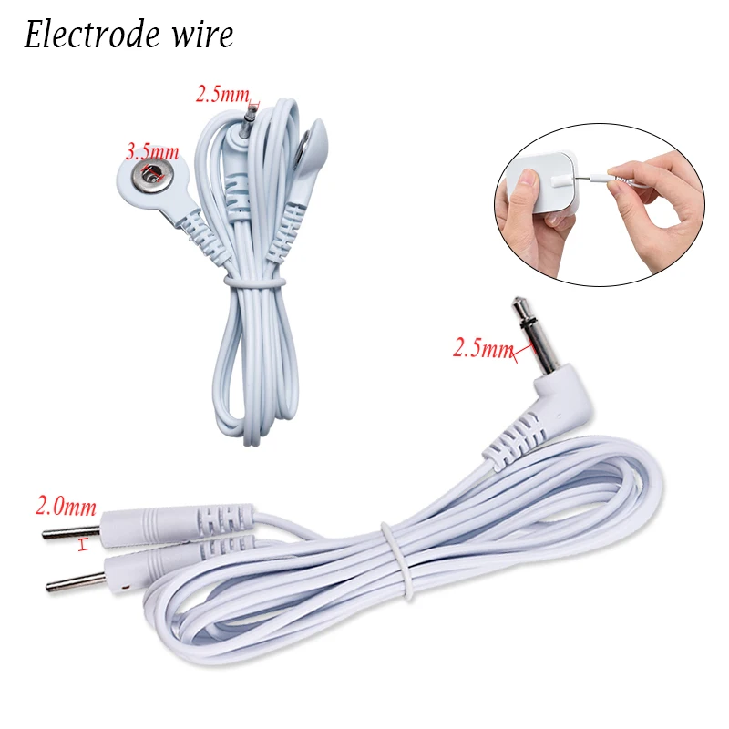 TENS EMS Electrode Lead Wires 2.0mm DC Plug Cable 2.5mm Adapter Cables For Pulse Massager Full Body Massage Durable Accessories