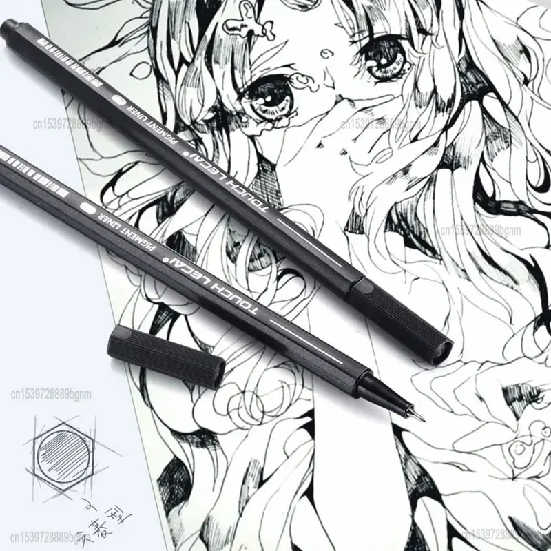 10Pcs Different Micron Tip Set Art Marker Fineliner Pen Brush Black Ink Pigment Liner For Manga Comics Drawing Sketch Drafting