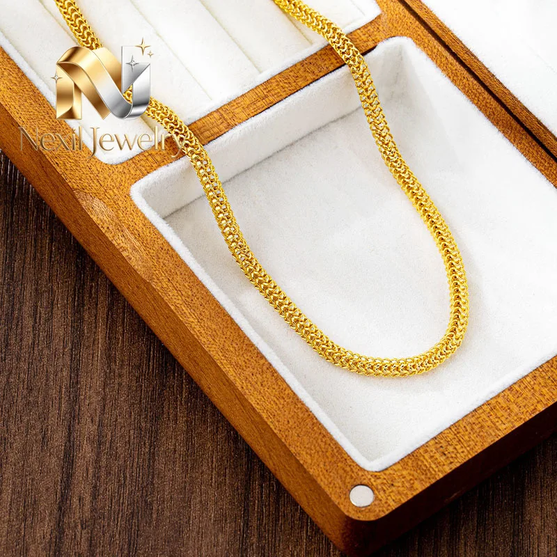 

Nexil Jewelry Nexil Jewelry 24K Gold AU999 Hollow Plain Bracelet Anklet Necklace Set Women - Premium pure gold, fine hollow p