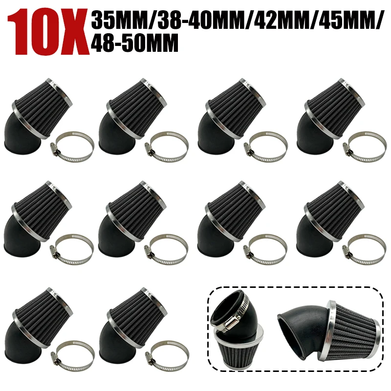 

10X мотоциклетный воздухозаборный фильтр, грибовидная головка, дыхательный охлаждающий фильтр 35/38-40/42/45/48-50 мм для ATV, скутера, велосипеда для грязи