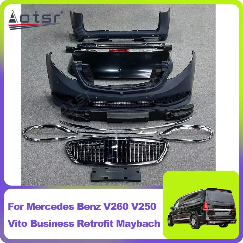 

Car Body Kits For Mercedes Benz V260 V250 Vito Business Retrofit Maybach Big Surround Hood Front Bar Middle Net Rear Bar