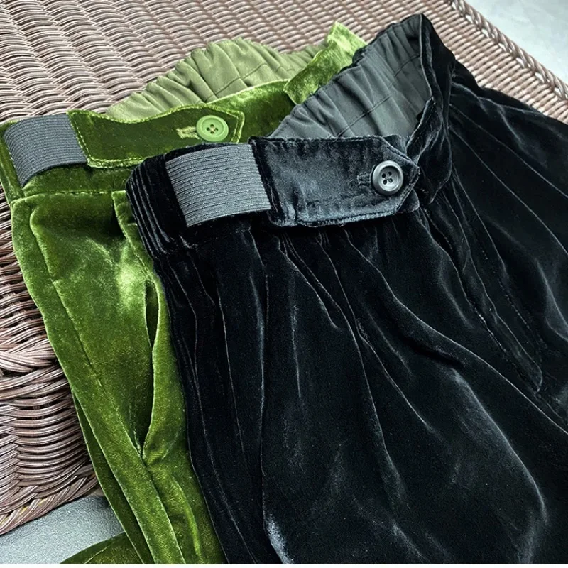 Korean Wide Leg Pants Women High Waist Slim Fit Straight Velvet Trousers Autumn Winter Fashion Casual Vintage Y2k Sweatpants
