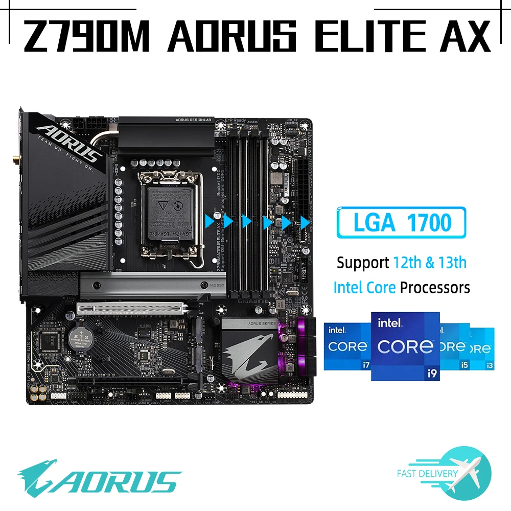 LGA 1700 Gigabyte Z790M AORUS ELITE AX WIFI Motherboard DDR5 M-ATX 13th 12th Gen CPU Intel Desktop Gaming Z790 128GB PCIE 5 New