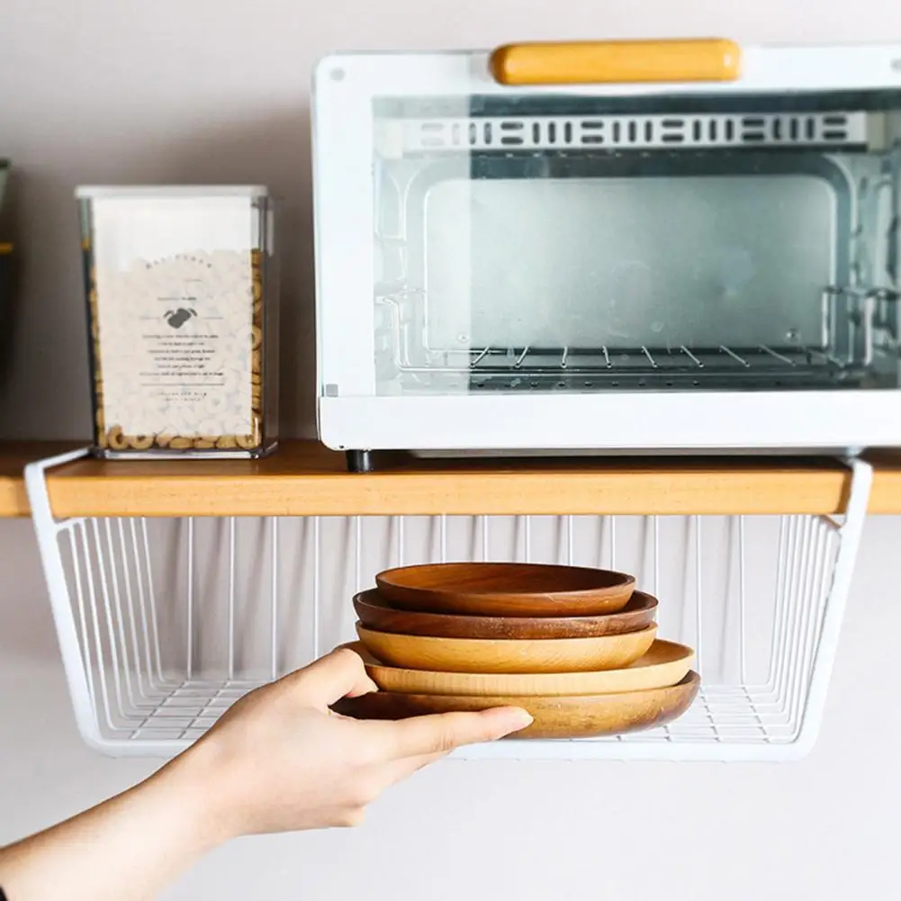 

Hanging Basket Lightweight Kitchen Pantry Under Shelf Basket Easy to Install Eco-friendly Under Cabinet Organizer for Dorm