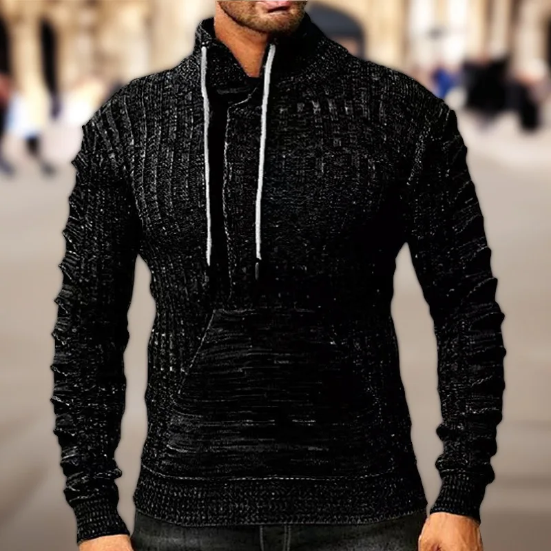 

Autumn Winter New Fashion Men's Plus Size Loose Long Sleeve Turn-down Collar Knitted Sweatshirts Male Clothes Basic Sweater Coat