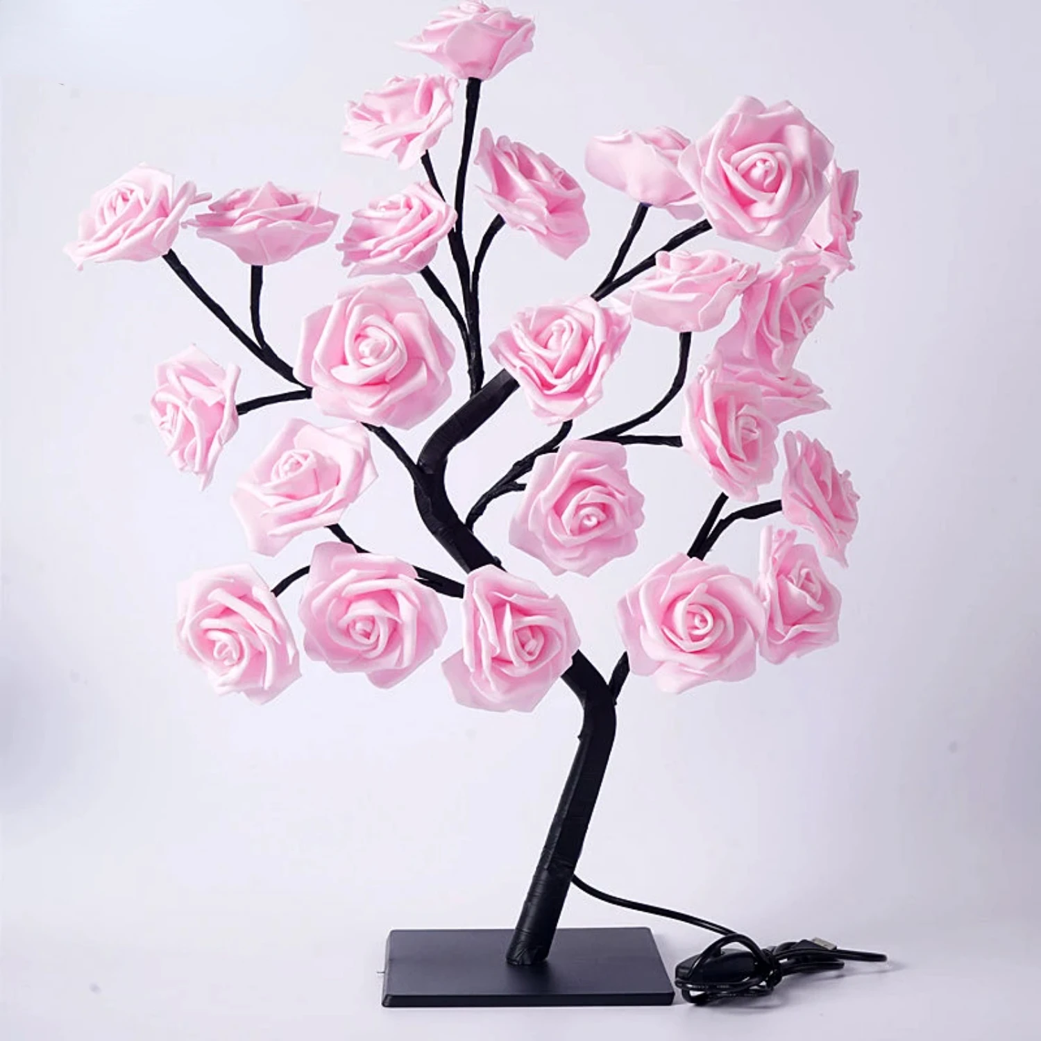 

New LED Rose Flower Tree Lights USB Table Lamp Fairy Leaf Night Light Party Christmas Wedding Bedroom Decoration Gift