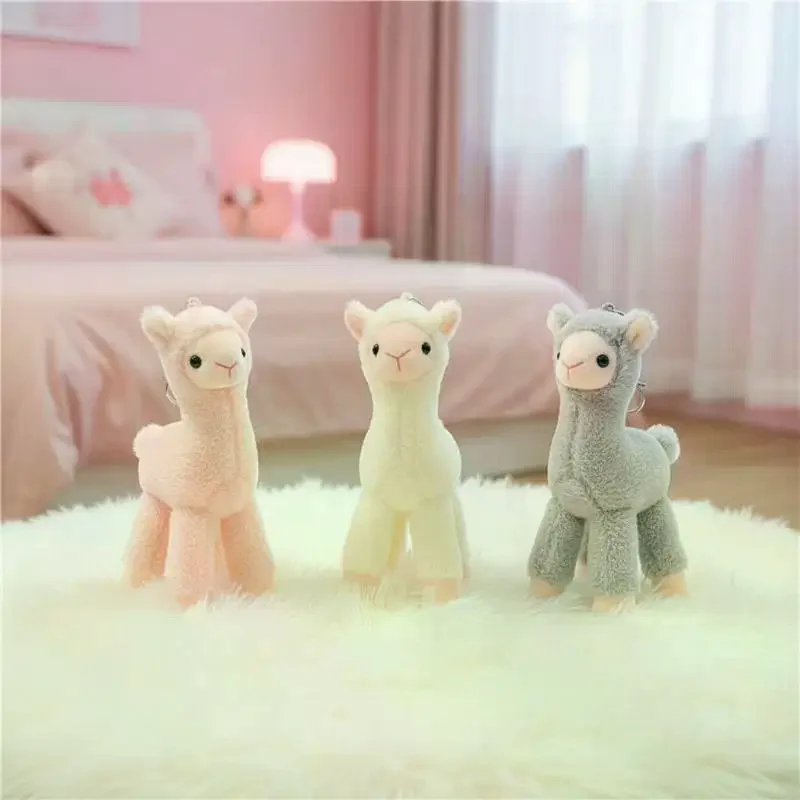 Stuffed Sheep Alpaca Keychain Cute Soft Handmade Plush Animal Pendant for Backpack Key Decoration Birthday Gift for Teens
