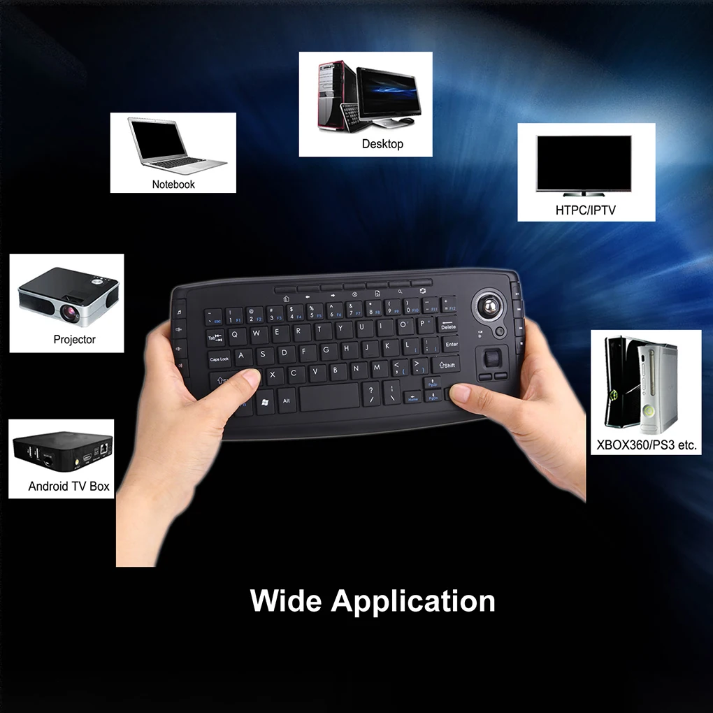 2.4G Trackball Wireless Keyboard Multi-Media Functional Air Mouse Keypad Home Office Keyboard