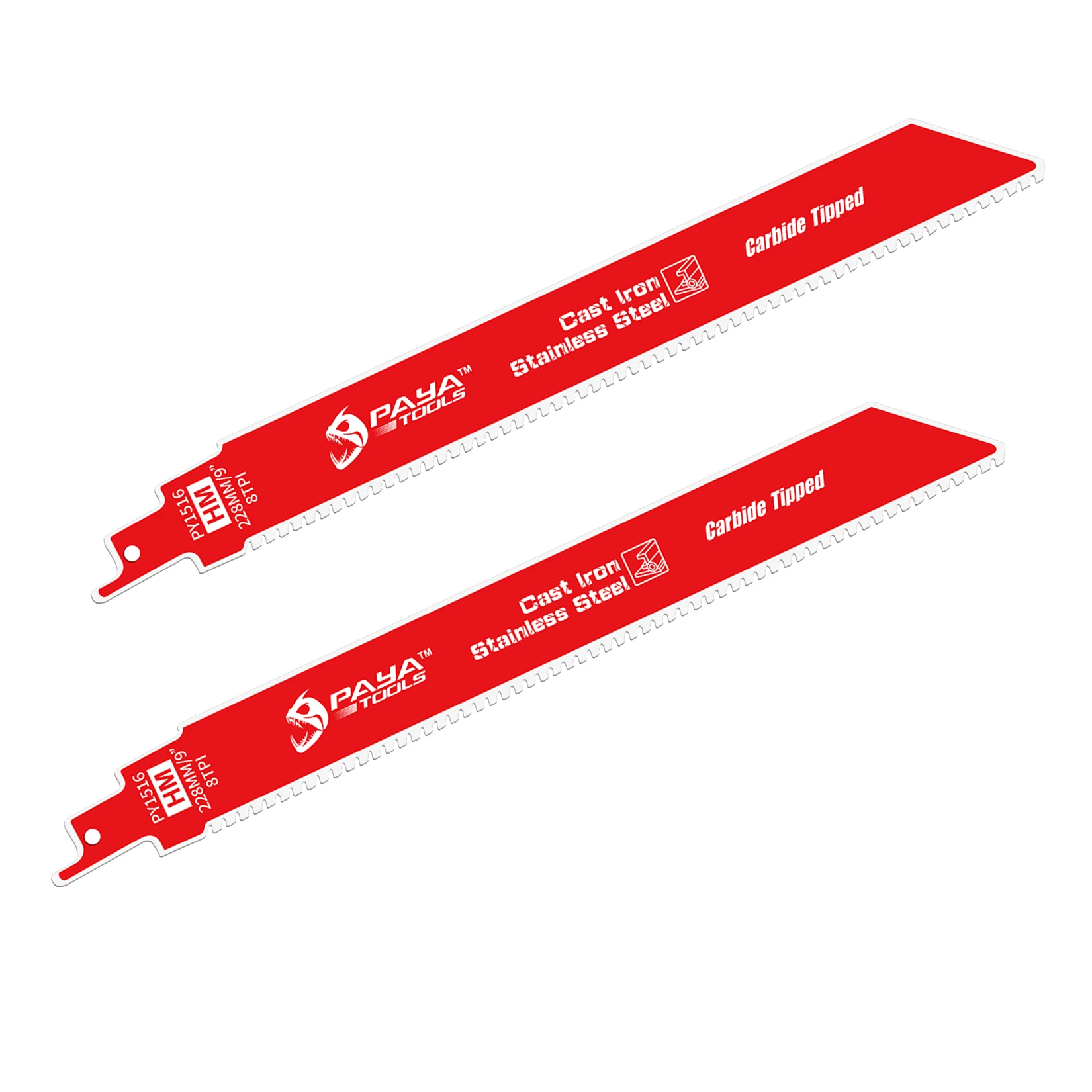 

PAYA 2PCS 9Inch 8TPI Carbide Tipped Reciprocating Saw Blade Set Carbide Teeth Sabre Saw Blade for Cast Iron Stainless Steel Cut