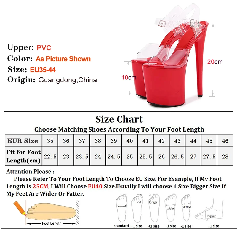2025 موضة جديدة الكعوب المتطرفة منصة عالية 20 سنتيمتر القطب أحذية الرقص نموذج مثير المشي تظهر شفافة عالية الكعب الصنادل النساء