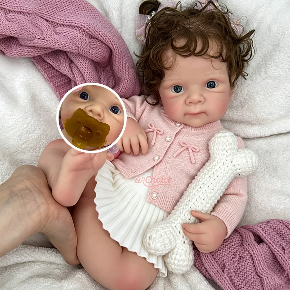 Betty 20 Inch Hand-Painted Washable Hair Rooted Silicone Reborn Doll Chubby Lifelike Open Mouth Rebirth Doll Newborn Art Gift