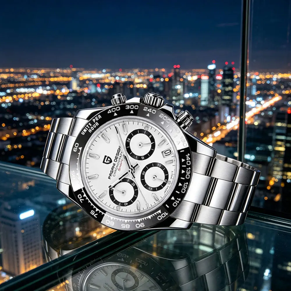 Reloj de Pulsera de Cuarzo Clásico de Lujo para Hombre PAGANI DESIGN, Reloj de Negocios con Cronógrafo, Bisel de Cerámica, Resistente al Agua, Regalo para Hombre