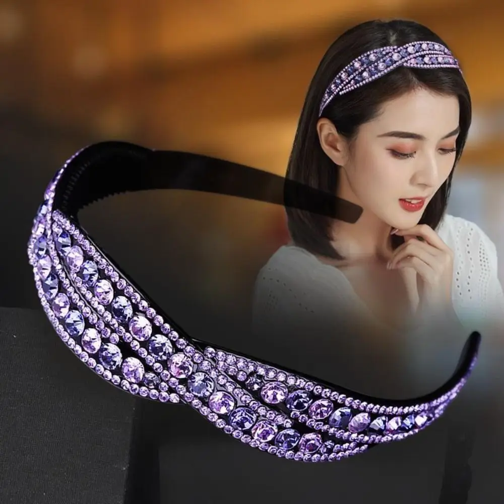 New Non-slip Luxury Rhinestone Headband Hairbands For Women Shinny Crystal Headwear Hair Hoop Ladies Hair Accessories