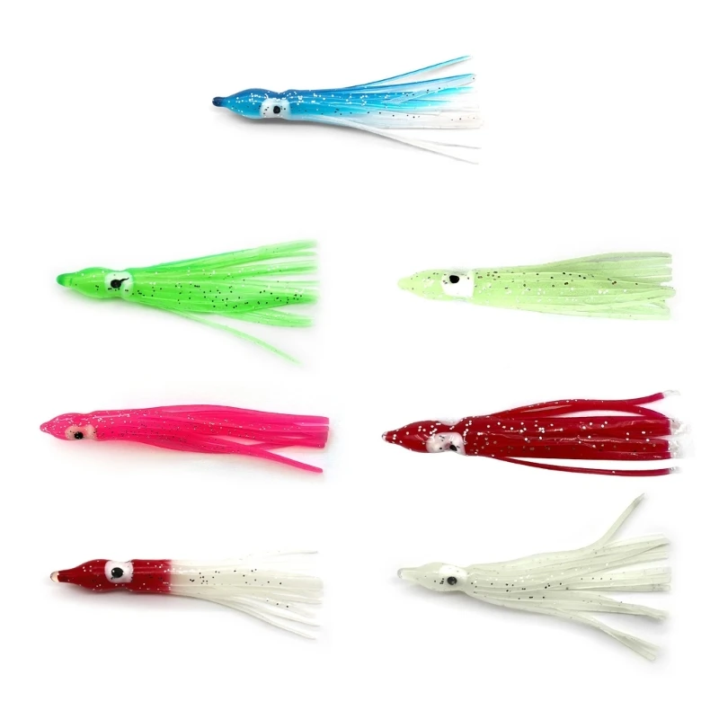 

Luminous Octopus Soft Baits, Rubber Shrimp Baits, Squid Hook, Cloth Roll Sea Fishing Hook, 90mm, 10Pcs