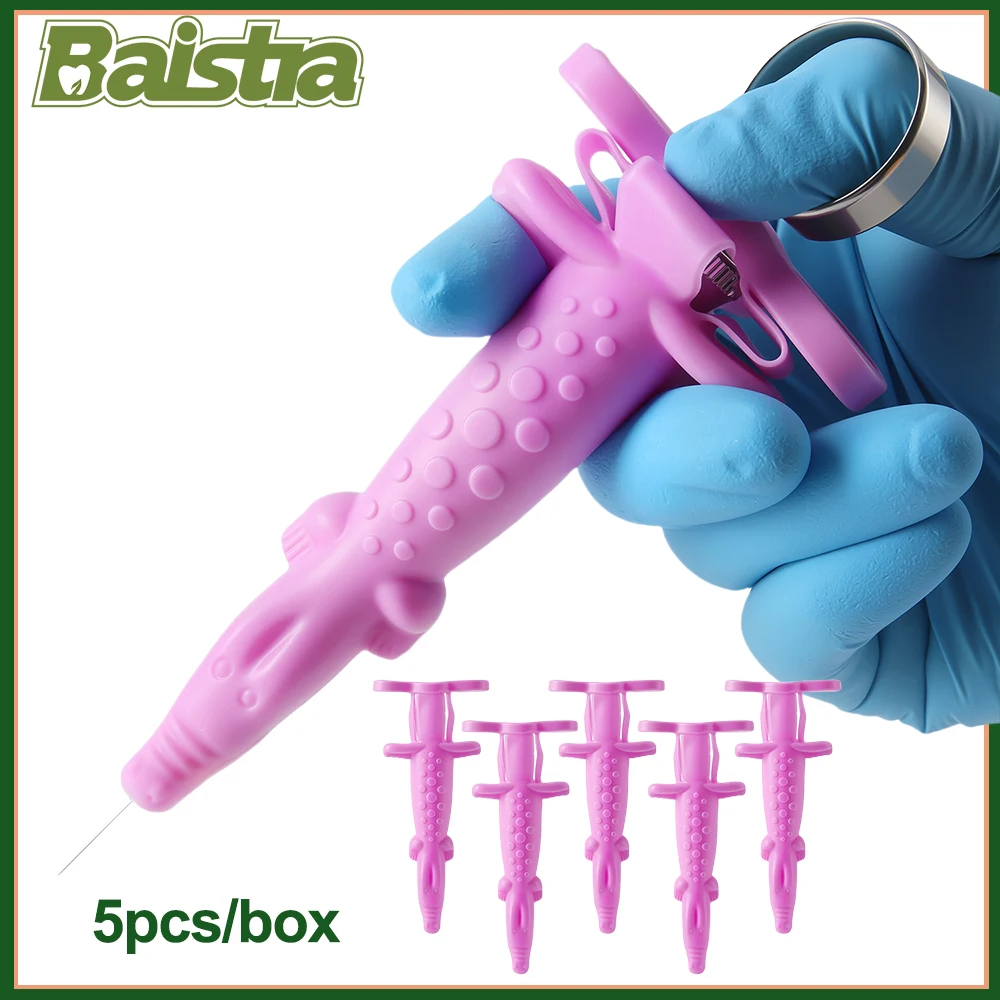 

5PCS AZDENT Dental Syringe Sleeve Reusable Crocodile Shaped Dentistry Syringe Protective Cover Dentist Surgical Injector Tools