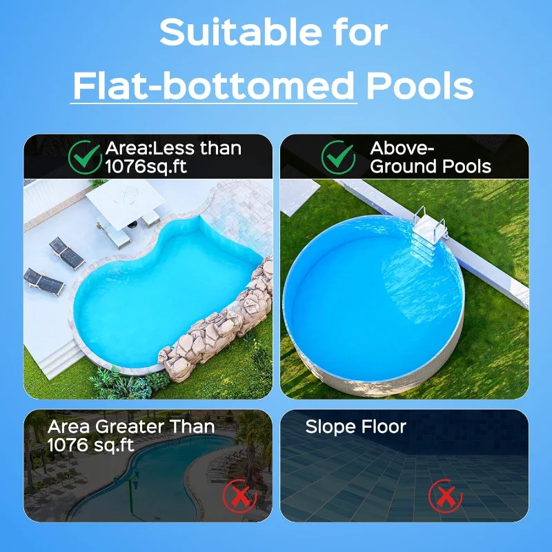 (2025 ترقية) مكنسة حمام السباحة WYBOT A1 لحمام السباحة فوق الأرض، منظف حمام السباحة الآلي اللاسلكي مع 120 دقيقة، ترشيح مزدوج