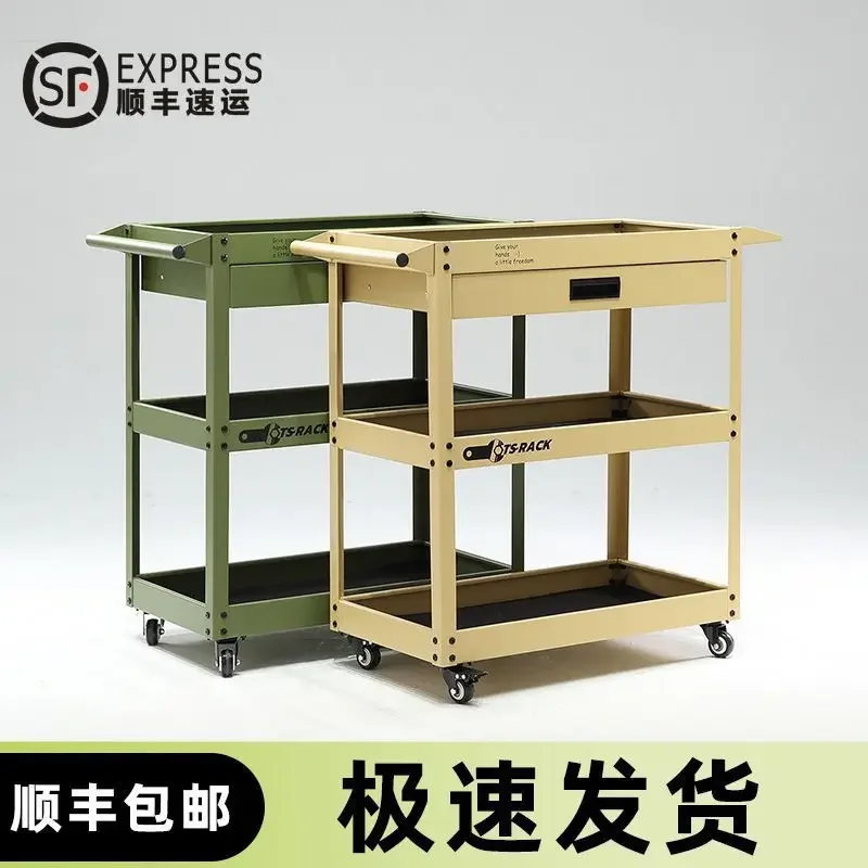 SF Express Nordic three-layer cold-rolled steel rack with wheel storage cafe storage truck Industrial wind tool truck