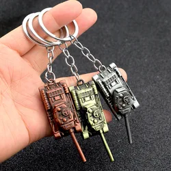 Metal World Of Tanks Keychains Punk Weapon Model Pendant Keyring for Men Car Key Chain Backpack Decor Kids 3D Toy Gifts