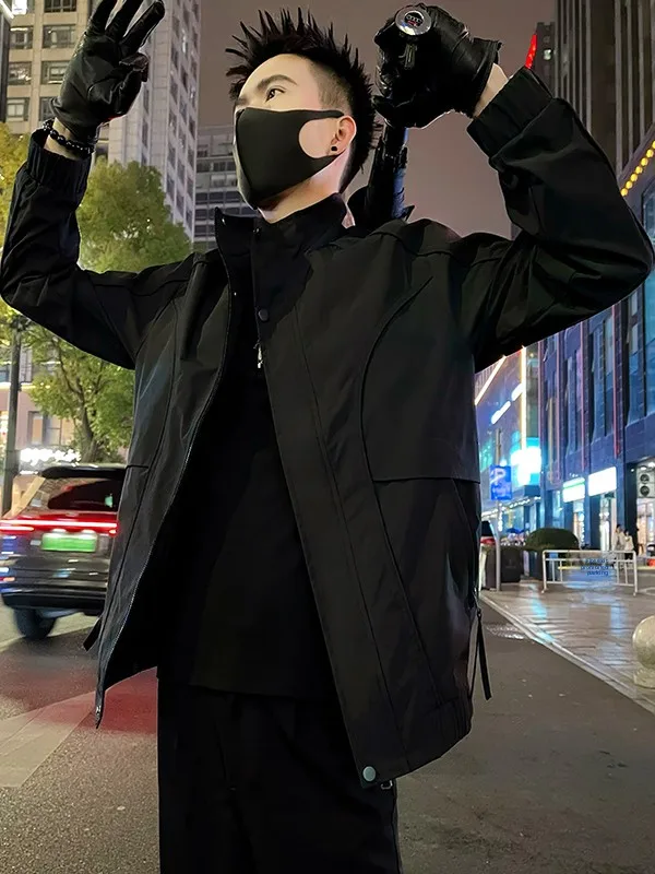 

Повседневная куртка на молнии Bla, мужская весенне-осенняя модная брендовая рабочая одежда Haome с воротником-стойкой, уличная одежда из полиэстера, длинный све