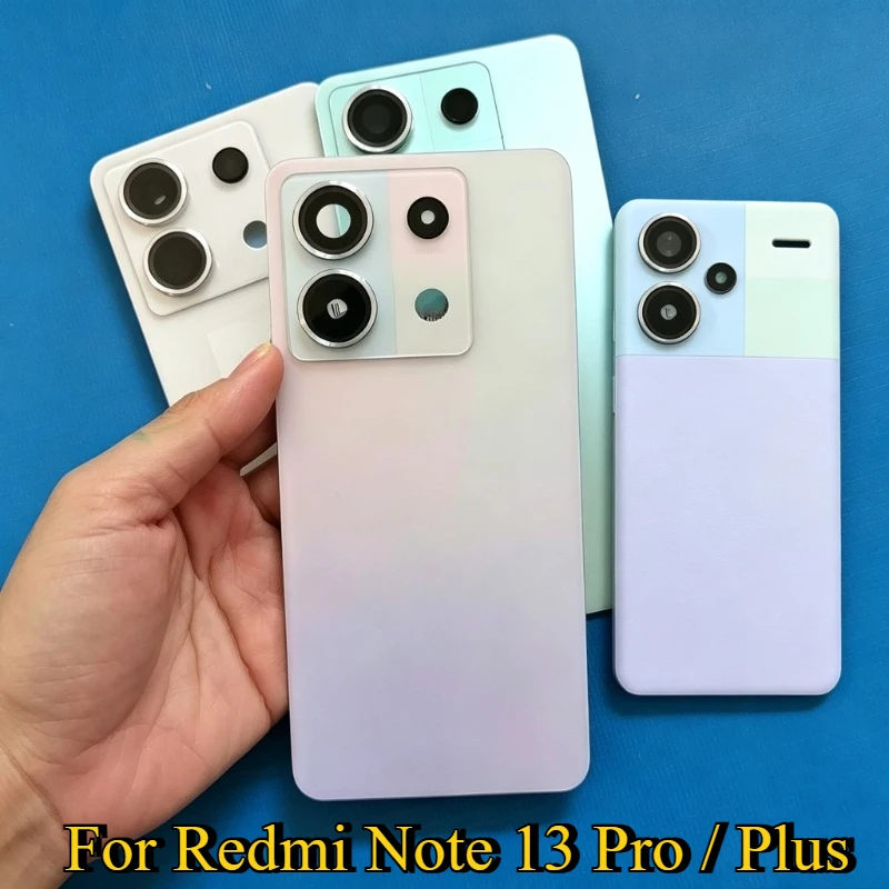 Glass Back Cover For Xiaomi Redmi Note 13 Pro + / Plus5G Mobile Housing Lid Battery Rear Case with Camera Lens + Adhesive