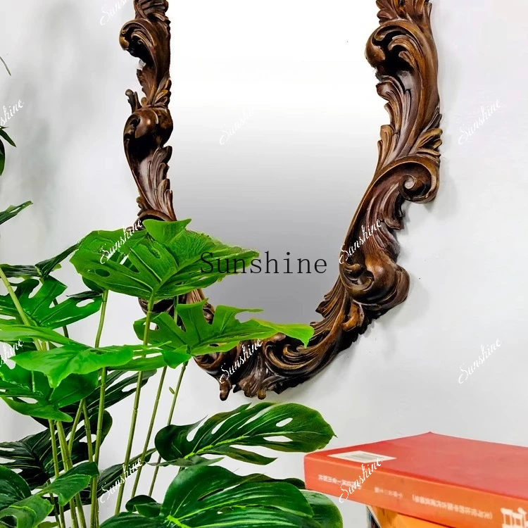 

European all-solid wood fitting mirror Home clothing store B & B decorative mirror FT