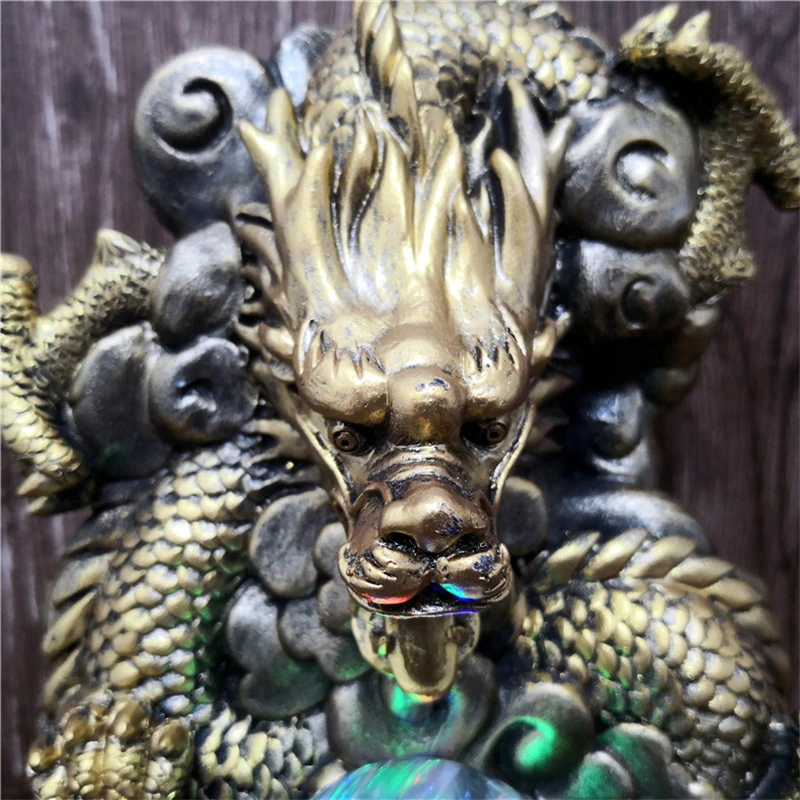 Chinese Dragon Mascot Home&Company Lucky Feng Shui Decorations Zen Base Led Running Water Desktop Fountain Wealth Ball